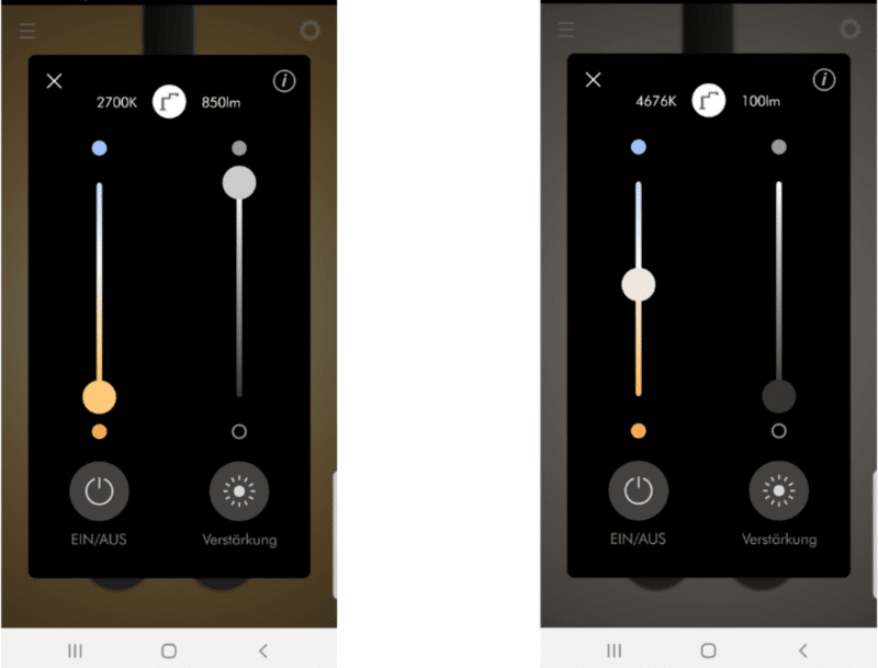 Setting the brightness of the Dyson Lightcycle Morph light in the mobile app